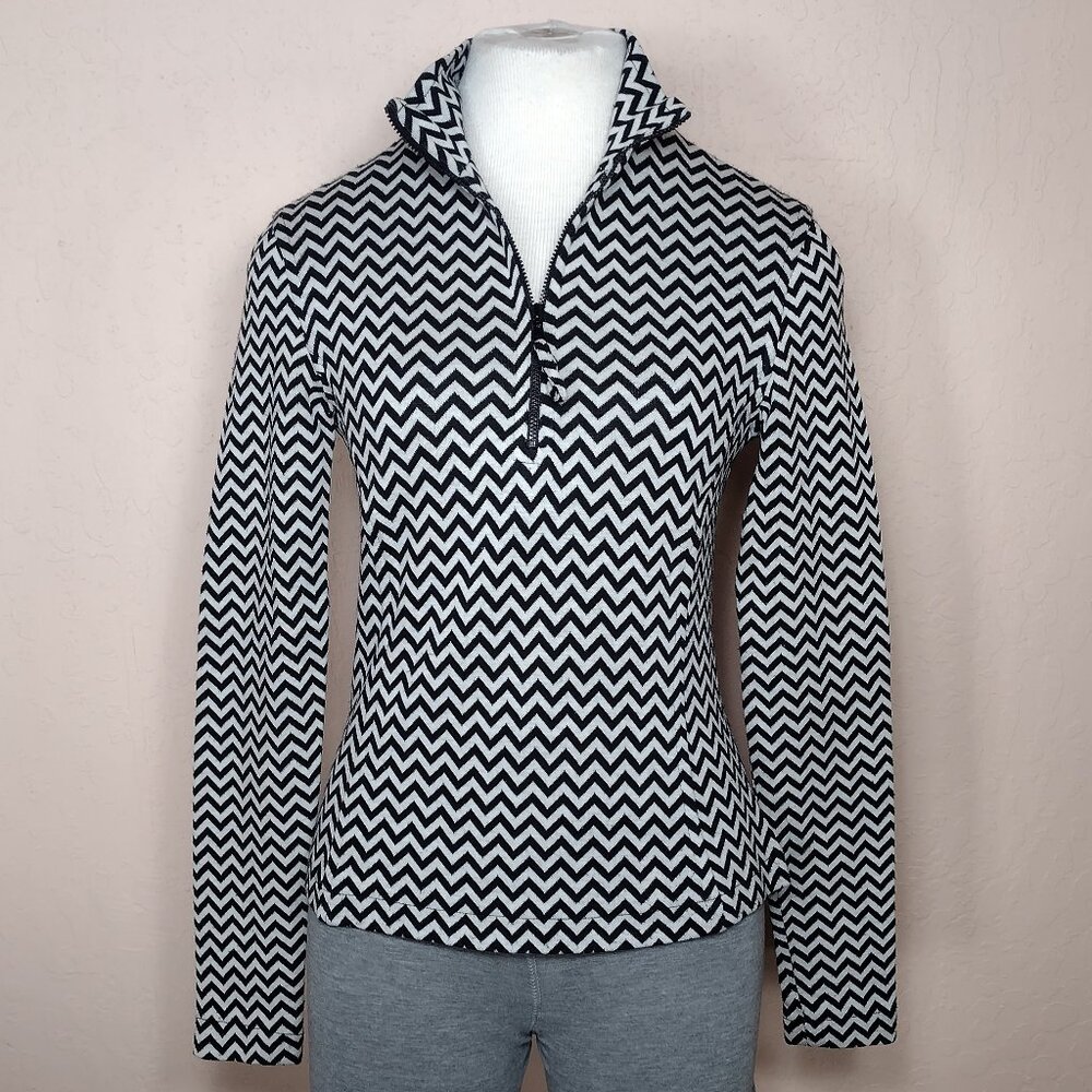 Black & White Long Sleeve Quarter Zip Mock Neck - Picture 1 of 16